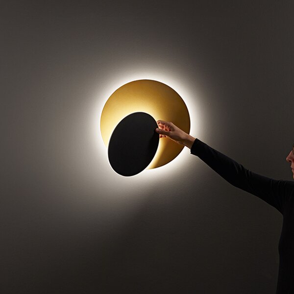 Plafoniera Contemporanea Drum Metallo Oro Acrilico Nero Led 43W 3000K