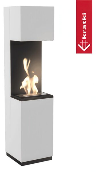 Bio-camino portale SIERRA certificato T�V - Bianco, Acciaio, Dimensioni 40.8x40.5x170 cm, con Aromaterapia e Accessori Decorativi