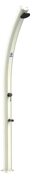 Doccia Solare in alluminio EMI Con Soffione Rotondo Da 20 Cm Miscelatore e Rubinetto e Lavapiedi 19x19x h 230 cm - peso 12 kg da 25 Lt colore bianco