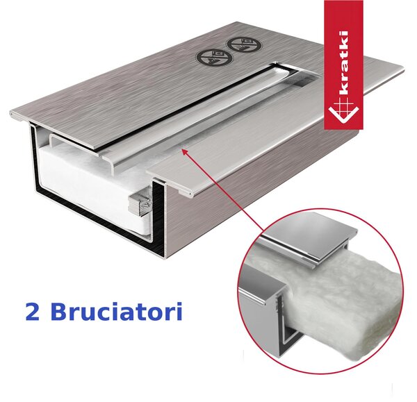 Camino Bioetanolo DA APPENDERE O AD INCASSO JULIET 1500 inox con Vetro due Bruciatori Dimensioni 150x14,2x h 65 cm - peso 33 kg Certificato ISO 9001 colore Nero bordo inox
