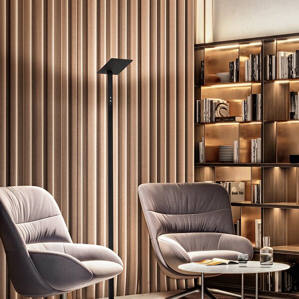Piantana Moderna Quadra Alluminio Nero Acrilico Led 24W Cct 3000/4000/6000K