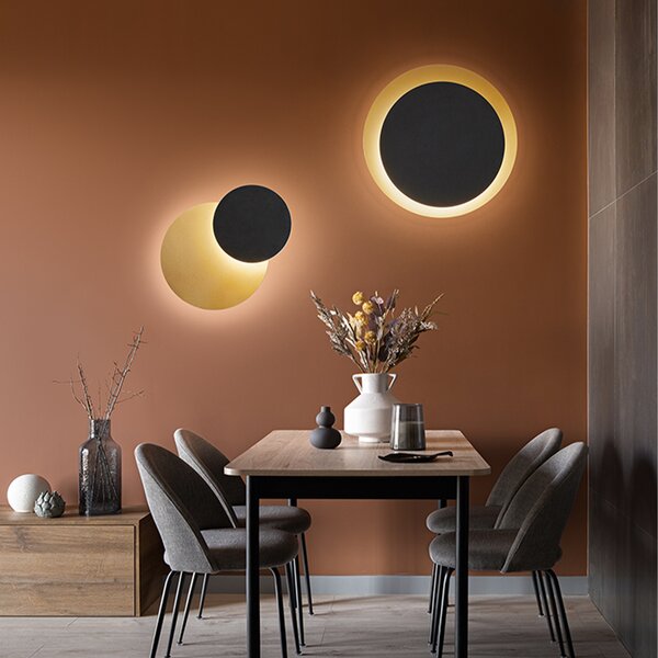 Plafoniera Contemporanea Drum Metallo Oro Acrilico Nero Led 43W 3000K