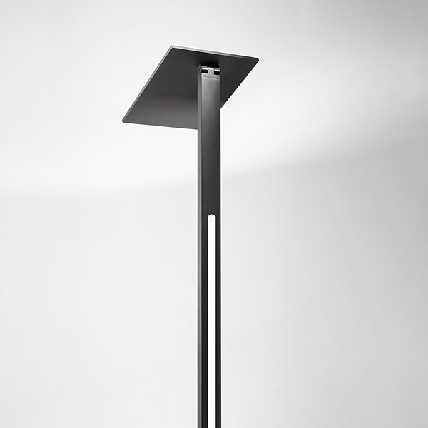 Piantana Moderna Quadra Alluminio Nero Acrilico Led 24W Cct 3000/4000/6000K