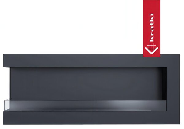 Camino Bioetanolo Parete DELTA 1200 T�V sinistra con vetro Dimensioni 120x28x h48 cm - peso 21 kg colore nero apertura a sinistra