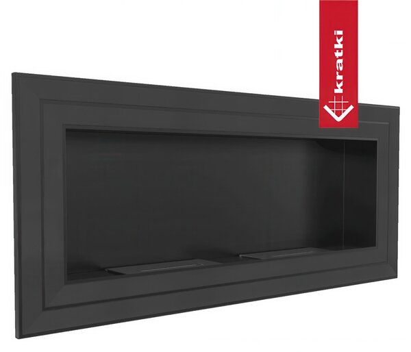 Camino Bioetanolo DA APPENDERE O AD INCASSO JULIET 1500 nero 3 bruciatori Dimensioni 150x14,2x h 65 cm - peso 33 kg Certificato ISO 9001 colore Nero