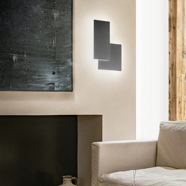 Applique Moderna Quantic Alluminio Grigio Acrilico Led 23W 3000K