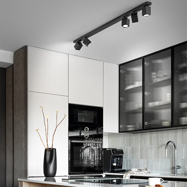 Spot Moderno Oddy Alluminio Nero 5 Luci Gu10