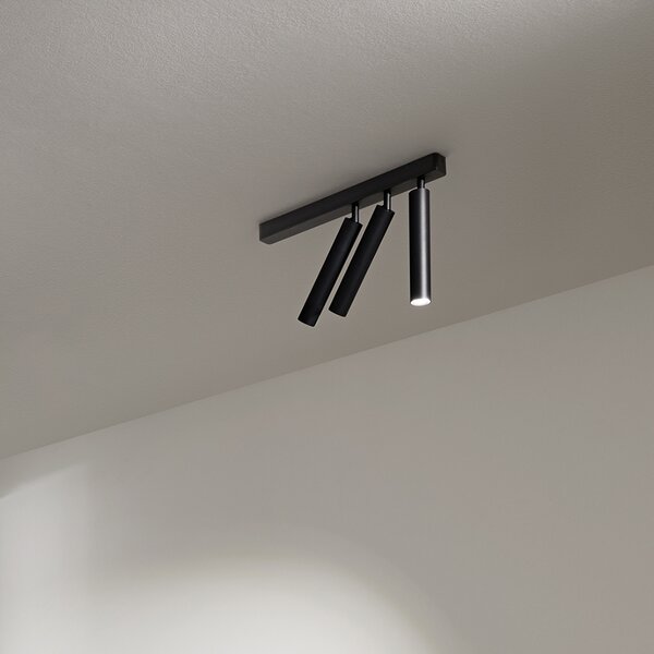 Spot Moderno Bambù Metallo Nero 3 Luci Led 10W 3000K