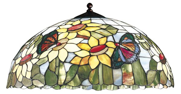 Paralume Tiffany In Vetro Decorato Multicolor D. 45Cm Per Sospensione
