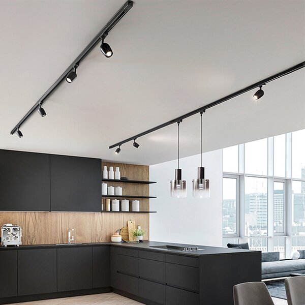 Faretto Per Binario Moderno Binario Alluminio Nero Gu10