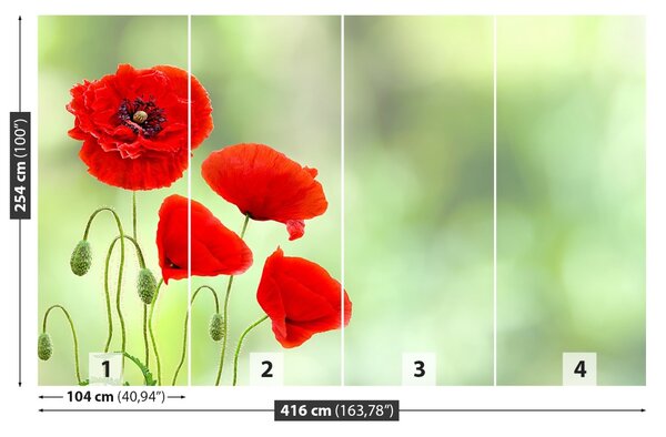 Carta da parati Poppies rossi 104x70 cm