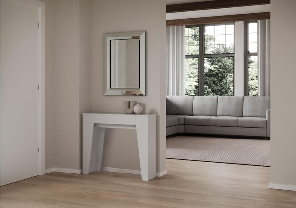 Consolle Allungabile NARROW in Legno Nobilitato Dimensioni 90x25xh 77 cm Allungabile fino a 181 Ospita 10 persone Colore Bianco Frassino
