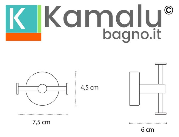 Appendiabiti bagno con doppio gancio laterale in acciaio inox satinato | Monde-S - KAMALU