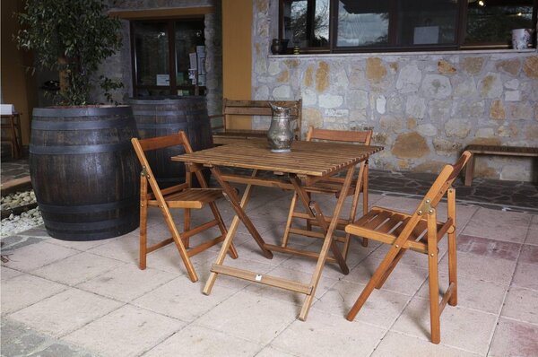 Tavolo pieghevole in legno di frassino colorazioni ZEUS-ES Apertura facilitata Dimensioni 81x84xh74 cm -peso 11,5 kg legno di frassino Tinto Teak