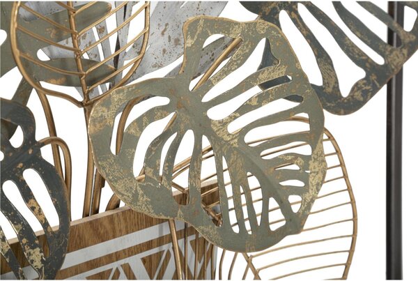 Pannello decorativo 3D da parete in metallo Vaso con Foglie Dimensioni 54x6,4x h 62,9 cm peso 1460 kg racchiuso in una cornice quadrata
