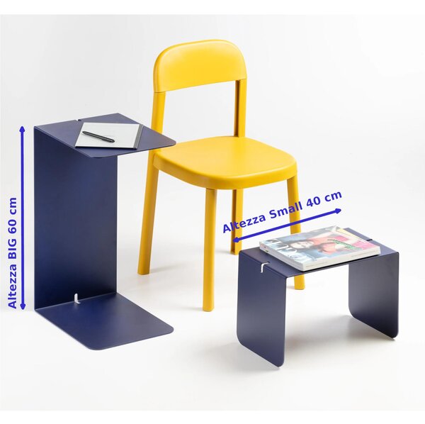 Sidetable in metallo DOUBLE 60 , Dimensioni 30x38xh 60 cm che pu� essere utilizzato sia come tavolino di servizio lato divano sia come semplice comodino Blu Oceano