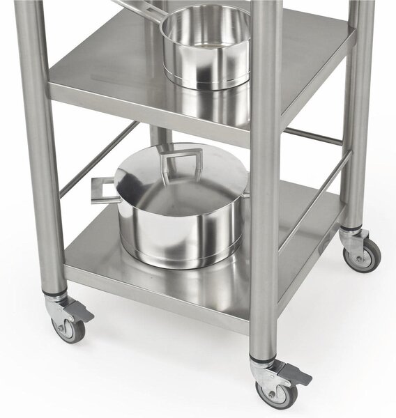 Carrello da cucina in pietra acrilica bianca e top da lavoro pietra acrilica bianca, dimensioni 50x50x h 90 cm peso 20 kg portata massima 75 kg