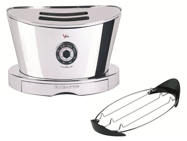 Tostapane di design Volo D�vor� � dotato di 4 funzioni: BROWNING fino a 6 livelli Dimensioni 32x20h 30 cm inox Lucido