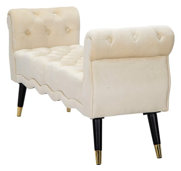 Panca in legno e velluto, telaio Dorato BENCH PARIS GRIGIO/GOLD Dimensioni 120x40x h 60 cm peso 15 kg rivestimento colore Crema