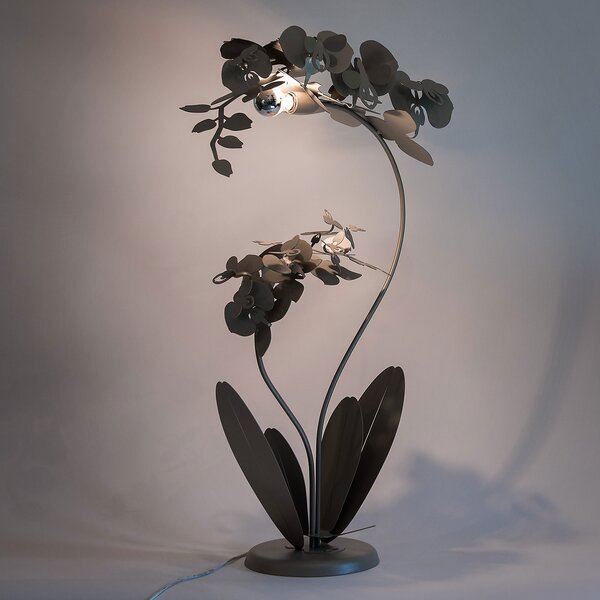 Arti e Mestieri Lampada da terra grande in metallo - Orchidea