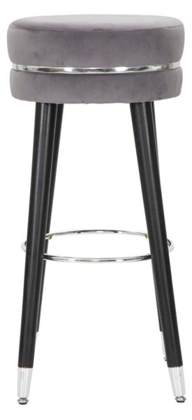 Sgabello bar in legno e velluto Grigio, PARIS, dimensioni 35x35xh 74 cm peso 4,0 kg, tessuto ondulato imbottito colore Grigio, nero e Argento