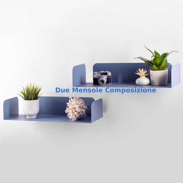 Mensola in metallo SMARTY da muro Minimal Dimensioni 60x20x h 12 cm Portata massima 17.8 kg in acciaio verniciato Carta da Zucchero RAL 5014