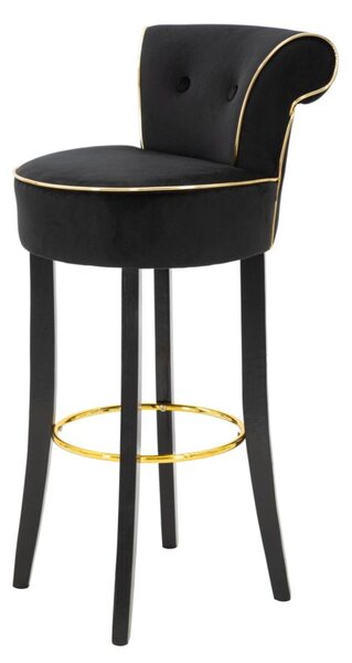 Sgabello bar rotondo imbottito in velluto sintetico, PIRAMID dimensioni 46x48xh 93 cm Seduta 75 cm - tessuto ondulato imbottito nero