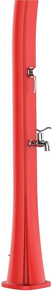 Doccia Per Esterni a Riscaldamento Solare RIO Serbatoio 25 lt Struttura Curva In Polietilene Hd Dimensioni 28x15x h 225 cm - peso 10 kg Soffione Rotondo Diametro 10 Cm Rosso