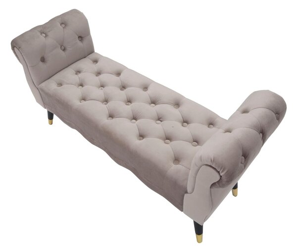 Panca in legno e velluto, Telaio Dorato BENCH PARIS GRIGIO/GOLD Dimensioni 120x40x h 60 cm peso 15 kg rivestimento colore Grigio