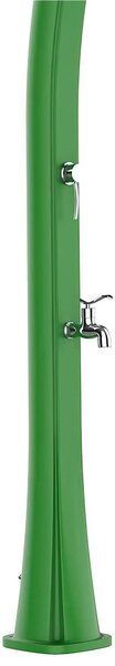 Doccia Per Esterni a Riscaldamento Solare RIO Serbatoio 25 lt Struttura Curva In Polietilene Hd Dimensioni 28x15x h 225 cm - peso 10 kg Soffione Rotondo Diametro 10 Cm verde
