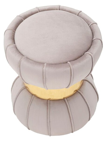 Sgabello rotondo imbottito in velluto sintetico, FLOWER GREY dimensioni � 40x44 cm peso 4,7 kg, forma di clessidra Grigio