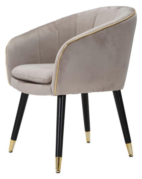 Poltrona in tessuto Grigio imbottito con rifiniture dorate PARIS Dimensioni 51x59x h 79 cm - peso 5 kg gambe Metallo nero