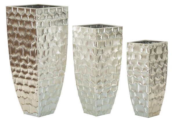 Vasi Set di 3 vasi argentati Ideali per piante 3 diametri Dimensioni � � 38,1X90,8-30,5X75,6-24,8X62,2 cm Ideali per piante cm in metallo Argento
