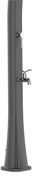 Doccia Per Esterni a Riscaldamento Solare RIO Serbatoio 25 lt Struttura Curva In Polietilene Hd Dimensioni 28x15x h 225 cm - peso 10 kg Soffione Rotondo Diametro 10 Cm , Grigio