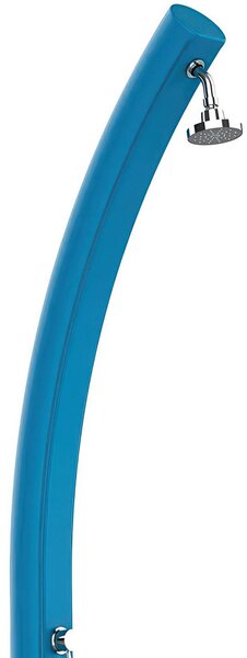 Doccia Per Esterni a Riscaldamento Solare RIO Serbatoio 25 lt Struttura Curva In Polietilene Hd Dimensioni 28x15x h 225 cm - peso 10 kg Soffione Rotondo Diametro 10 Cm blu