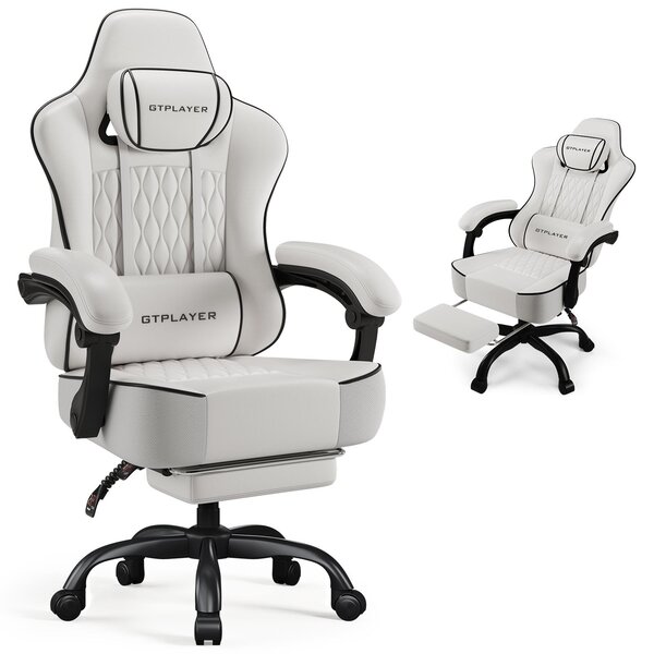 Sedia da gaming GTPLAYER, sedia da ufficio, sedia ergonomica per PC, sedia girevole regolabile in altezza, braccioli con meccanismo sincronizzato, cuscino lombare, poggiatesta