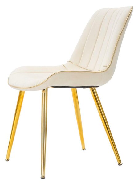 Set di 2 sedie in tessuto Crema imbottito con rifiniture dorate PARIS Dimensioni 51x59x h 79 cm - peso 5 kg gambe Metallo dorato