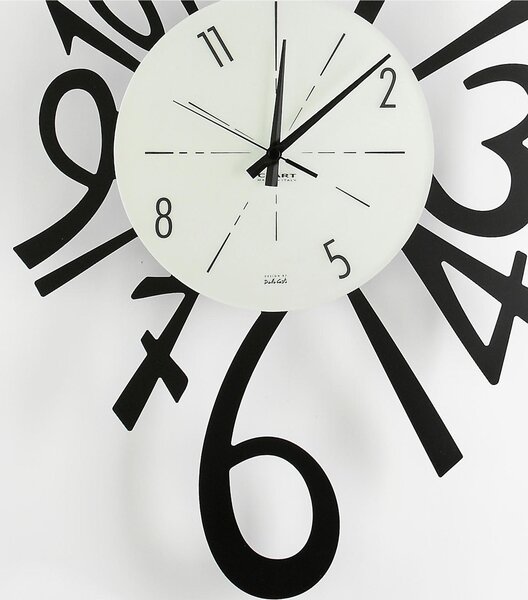 Orologio Da Muro Struttura in metallo e quadrante in vetro NUMERICO Dimensioni 43x70 cm lancette Colore nero , Numeri Arabi realizzato in Nero