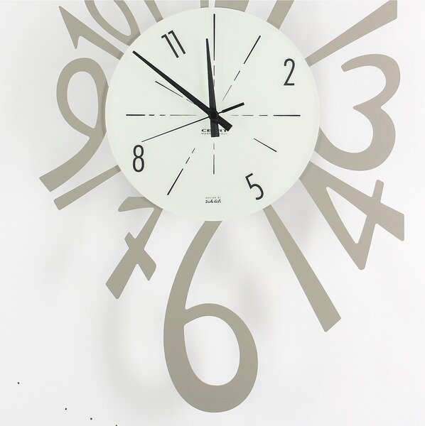 Orologio Da Muro Struttura in metallo e quadrante in vetro NUMERICO Dimensioni 43x70 cm lancette Colore nero , Numeri Arabi realizzato in tortora