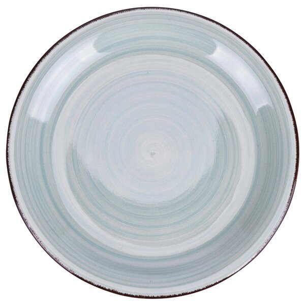 Set 6 piatti frutta, 4 Toni In gres dipinto a mano (stoneware) Con bordino marrone Misure: � 19,3 x h. 2,5 cm Lavabili in lavastoviglie Utilizzabili in microonde Colore verde salvia
