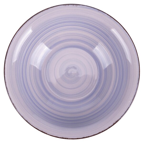 Set 6 piatti fondi, 4 Toni In gres dipinto a mano (stoneware) Con bordino marrone Misure: � 21,2 x h. 5,5 cm Lavabili in lavastoviglie Utilizzabili in microonde Colore indaco