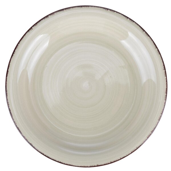Set 6 piatti frutta, 4 Toni In gres dipinto a mano (stoneware) Con bordino marrone Misure: � 19,3 x h. 2,5 cm Lavabili in lavastoviglie Utilizzabili in microonde Colore: sabbia