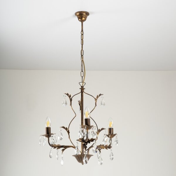 ONLI - Lampadario a sospensione con catena TERESA 3xE14/6W/230V bronzo