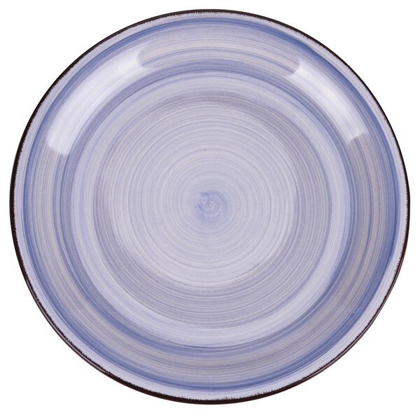 Set 6 piatti frutta, 4 Toni In gres dipinto a mano (stoneware) Con bordino marrone Misure: � 19,3 x h. 2,5 cm Lavabili in lavastoviglie Utilizzabili in microonde Colore indaco