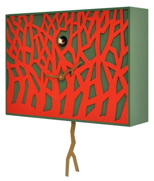 Orologio da parete rappresentante la foresta FOREST Cassa in MDF Dimensioni 41x10x h 29 cm in legno RAL 6202
