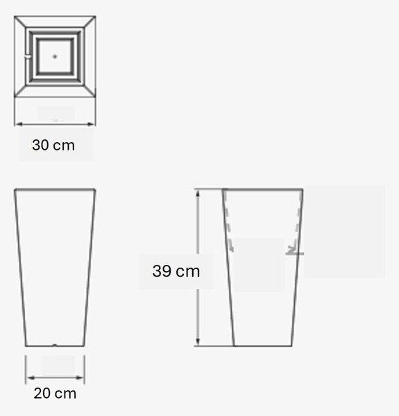 Portavaso Vaso in polietilene EGIZIO rustico 30x30xh 39 cm ideale per arredare al meglio sia un ambiente interno che esterno tegola
