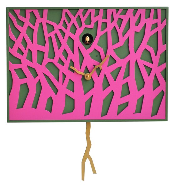 Orologio da parete rappresentante la foresta FOREST Cassa in MDF Dimensioni 41x10x h 29 cm in legno colore lilla