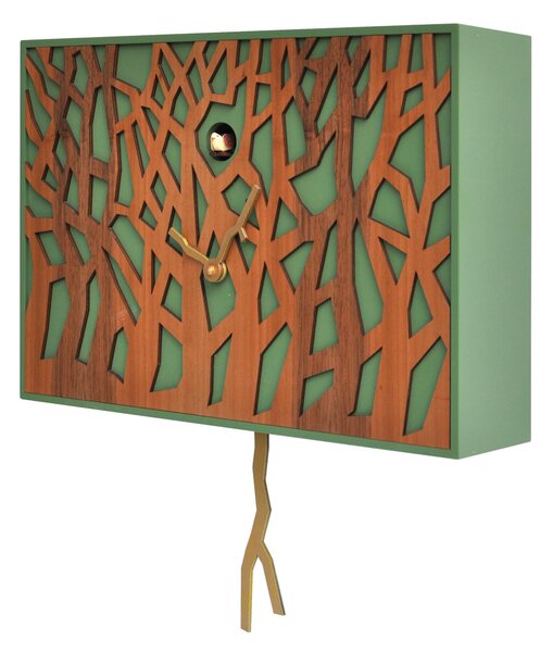 Orologio da parete rappresentante la foresta FOREST Cassa in MDF Dimensioni 41x10x h 29 cm in legno colore noce