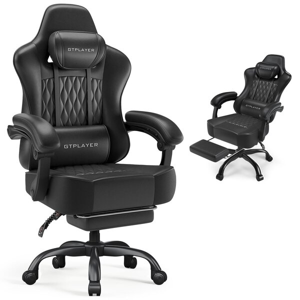 Sedia da gaming GTPLAYER, sedia da ufficio, sedia ergonomica per PC, sedia girevole regolabile in altezza, braccioli con meccanismo sincronizzato, cuscino lombare, poggiatesta