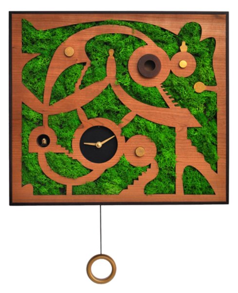 Orologio da parete rappresentante la foresta degli Hobbit HOBBITON Cassa in MDF Dimensioni 46x11x h 41 cm in legno colore legno e verde